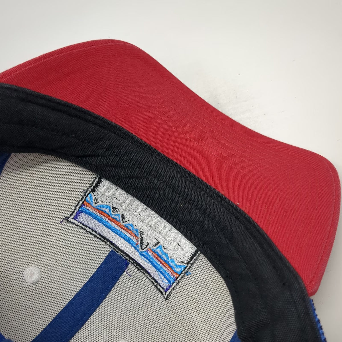 Patagonia Trucker Hat White Blue Red One Size Mesh Back Mountain Logo Snapback