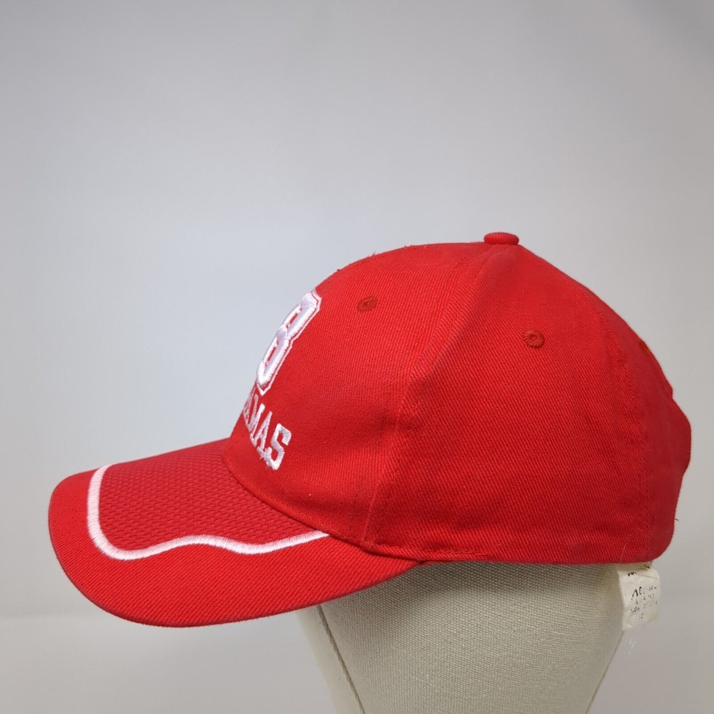 Bahamas Strapback Hat Red OSFA Adjustable Embroidered Solid 6 Panel