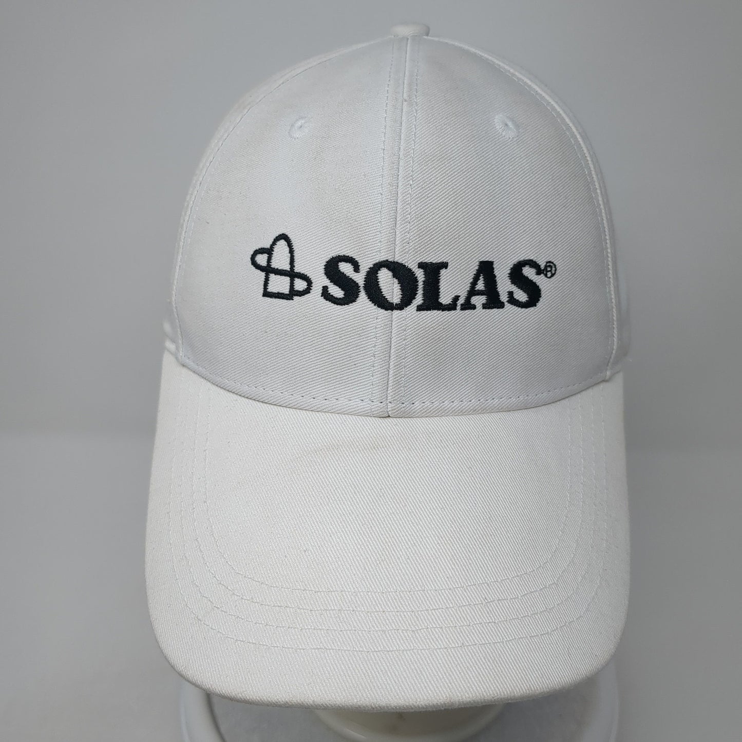 Solas Slideback Baseball Cap White One Size Adjustable Embroidered 6 Panel