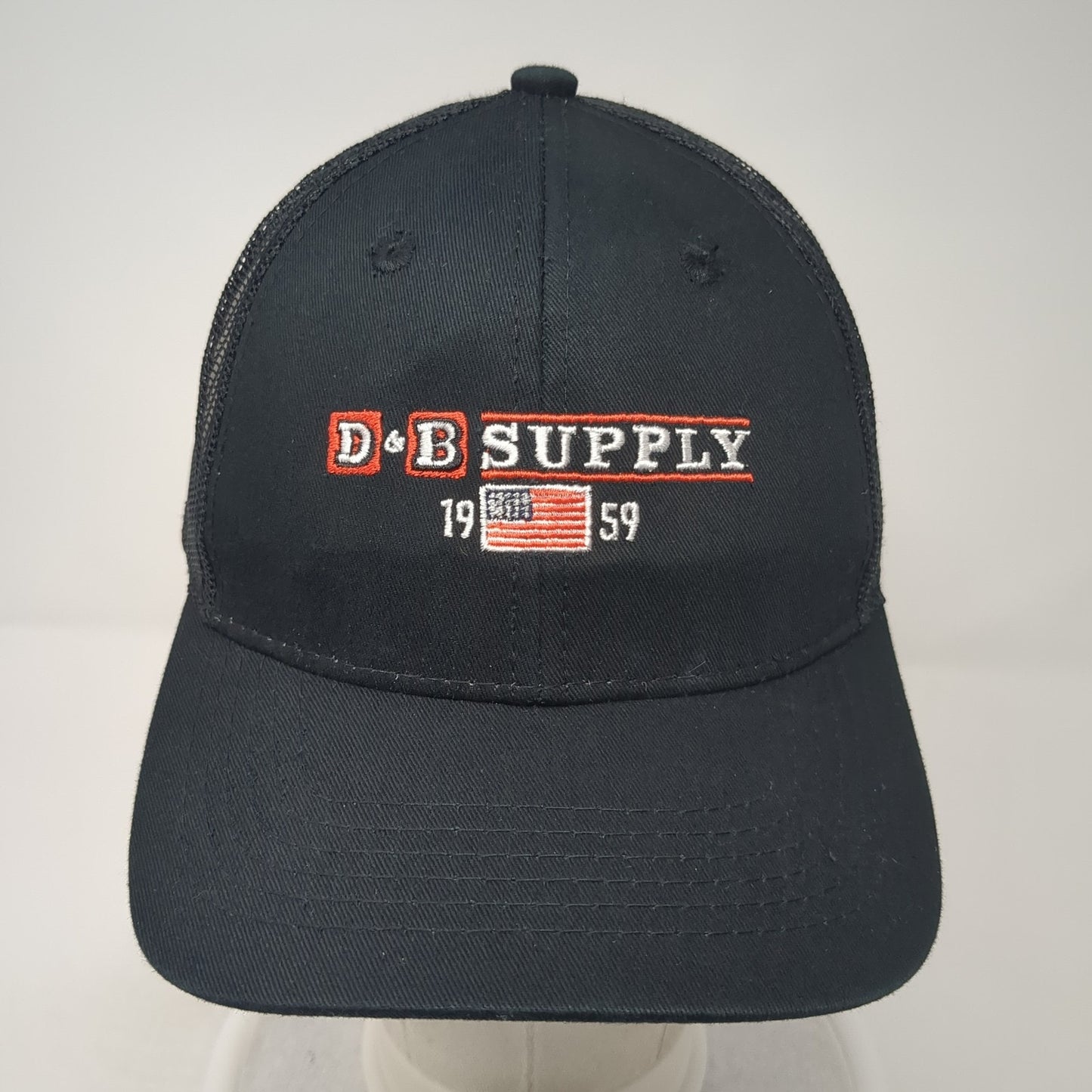 D&B Supply 1959 Snapback Trucker Hat Black OS Adjustable Mesh Back Outdoor Cap