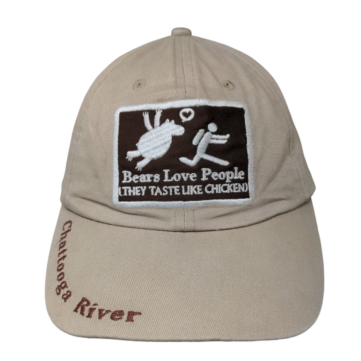 Bears Love People Slideback Hat Tan OSFA Chattooga River Embroidered