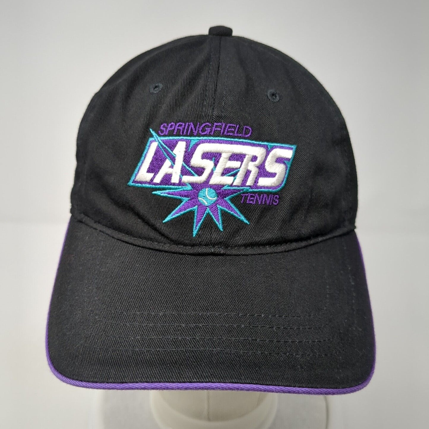 Springfield Lasers Tennis Slideback Hat Black One Size Adjustable Embroidered