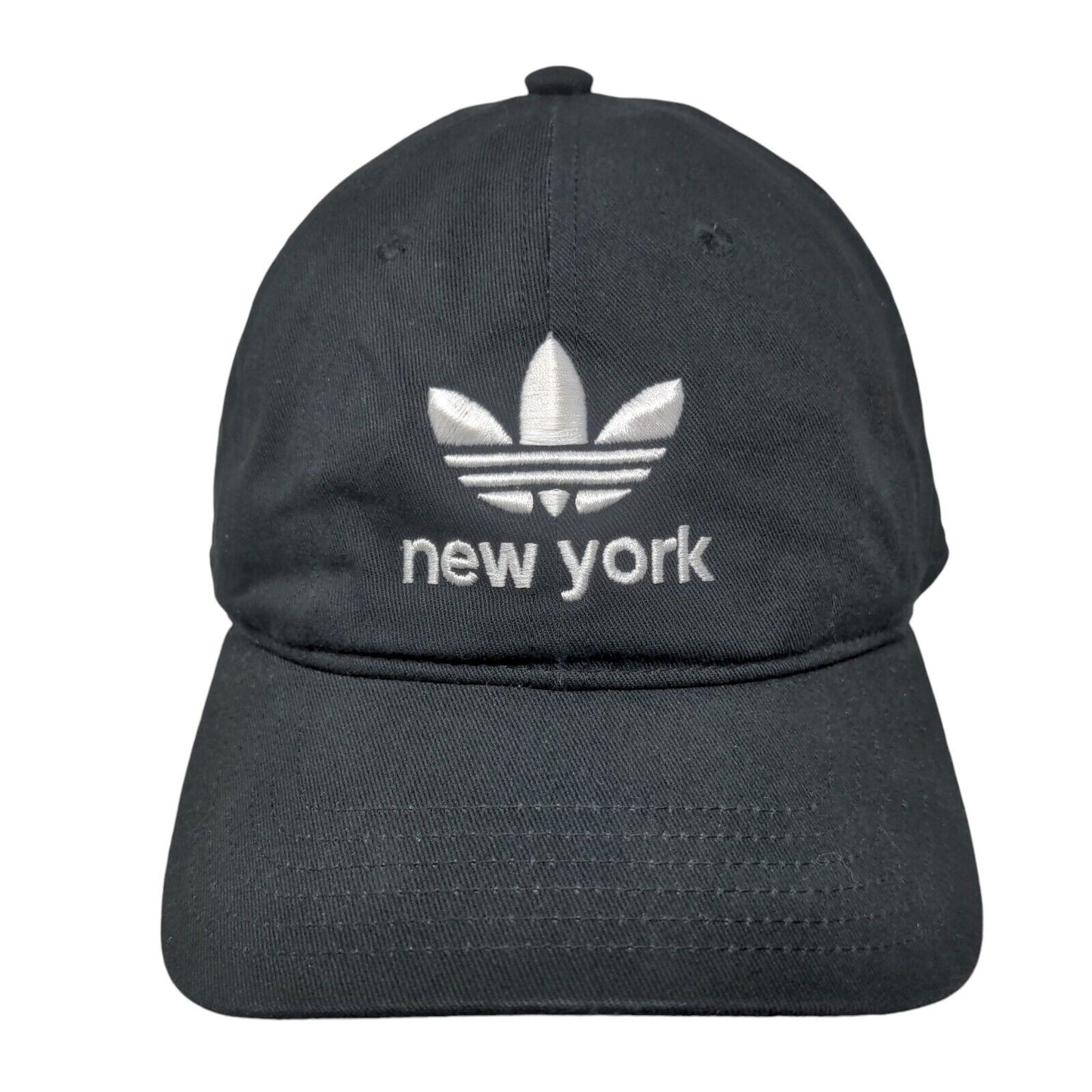 Adidas Trefoil New York Slideback Hat Black OSFM Embroidered 6 Panel