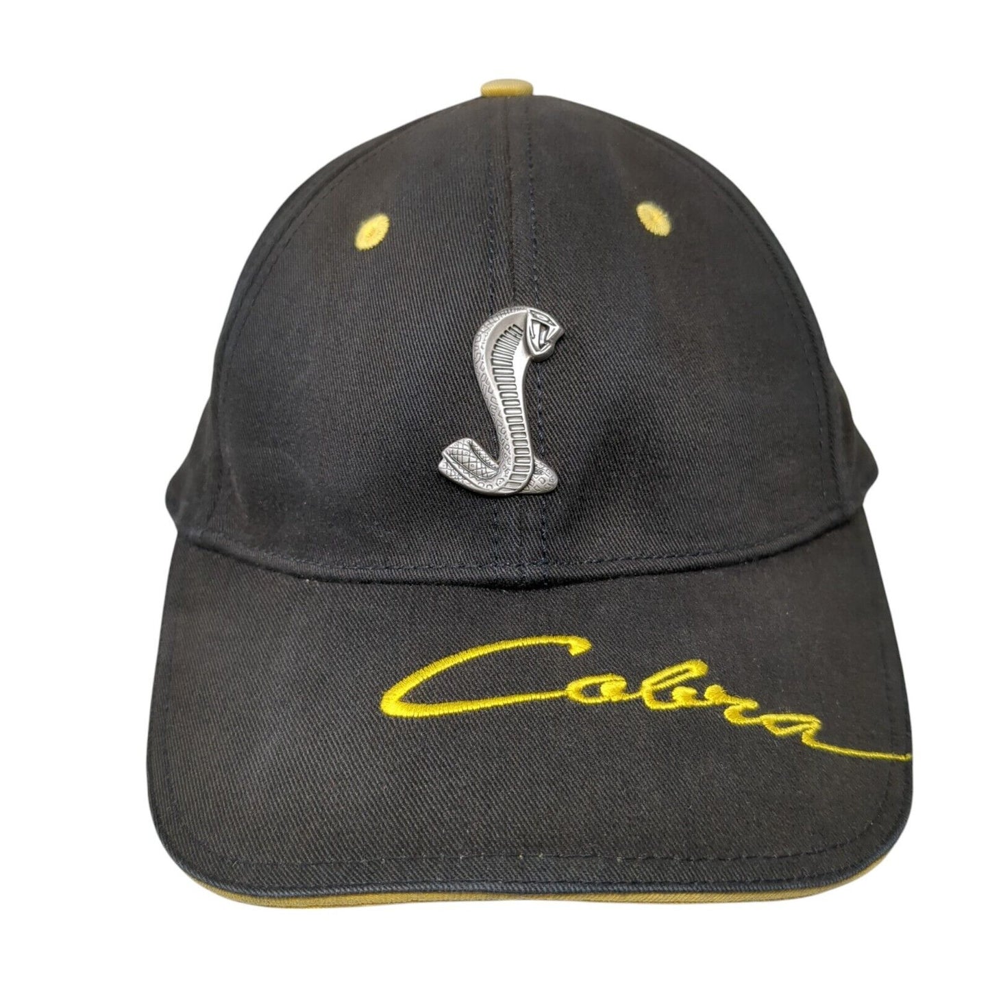 Cobra Strapback Hat Black OSFM Adjustable Embroidered Ford 6 Panel
