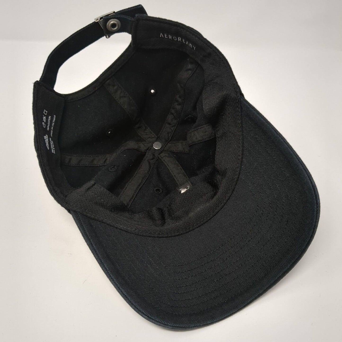 Adidas Slideback Hat Black One Size Adjustable Embroidered Vented Holes 6 Panel