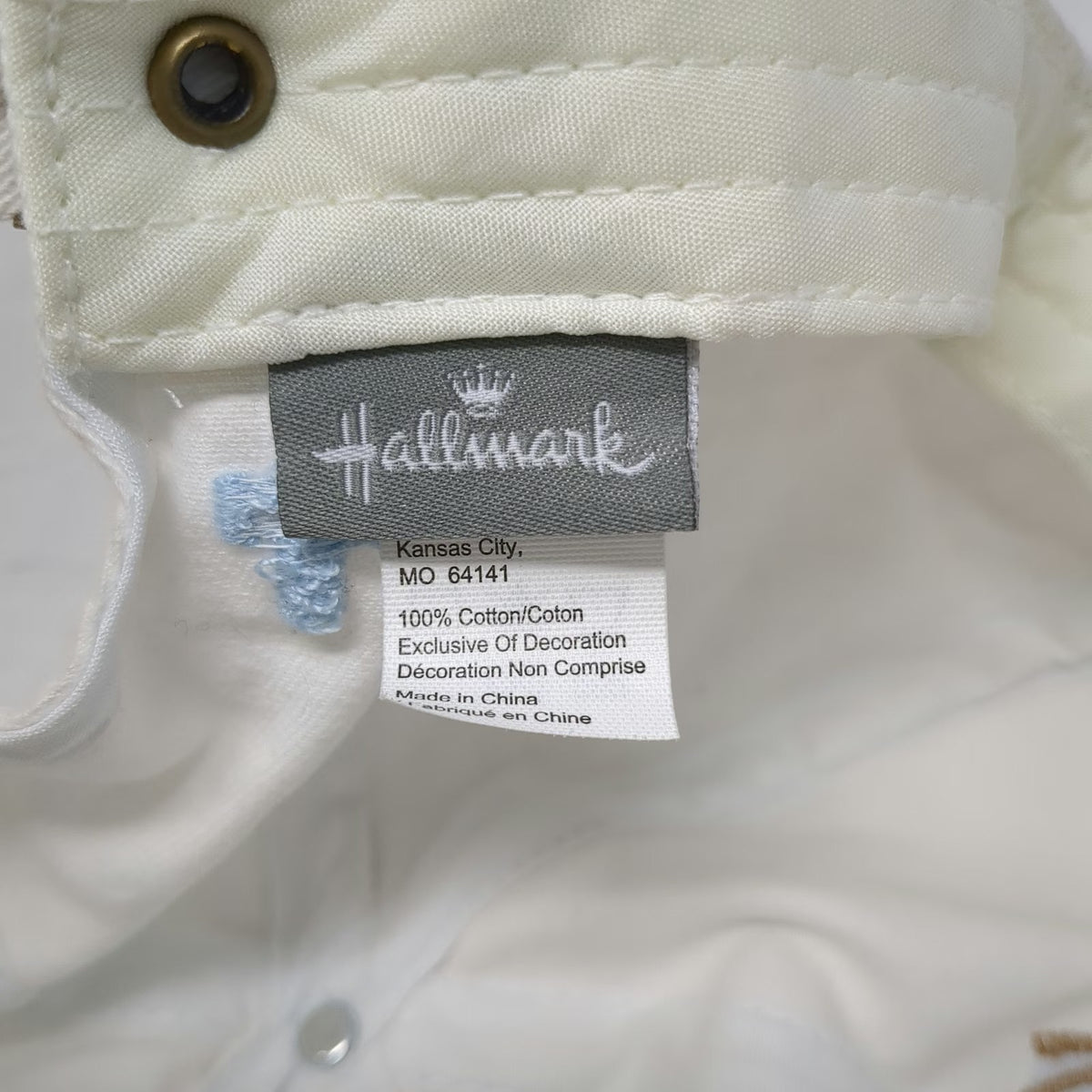 Hallmark Baseball Cap White OSFM Runnin On Faith Blue Cross Slideback Cotton Hat