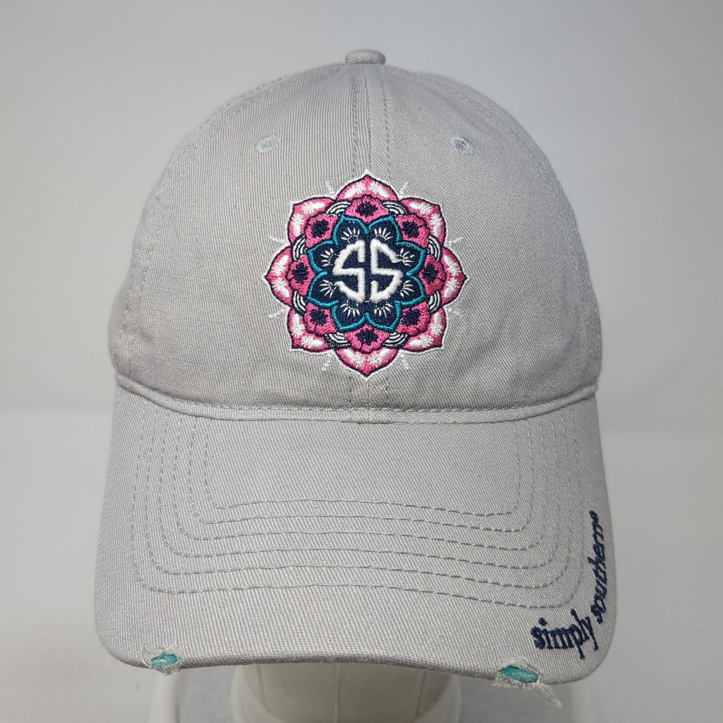 Simply Southern Mandala Slideback Hat Gray One Size Solid Adjustable