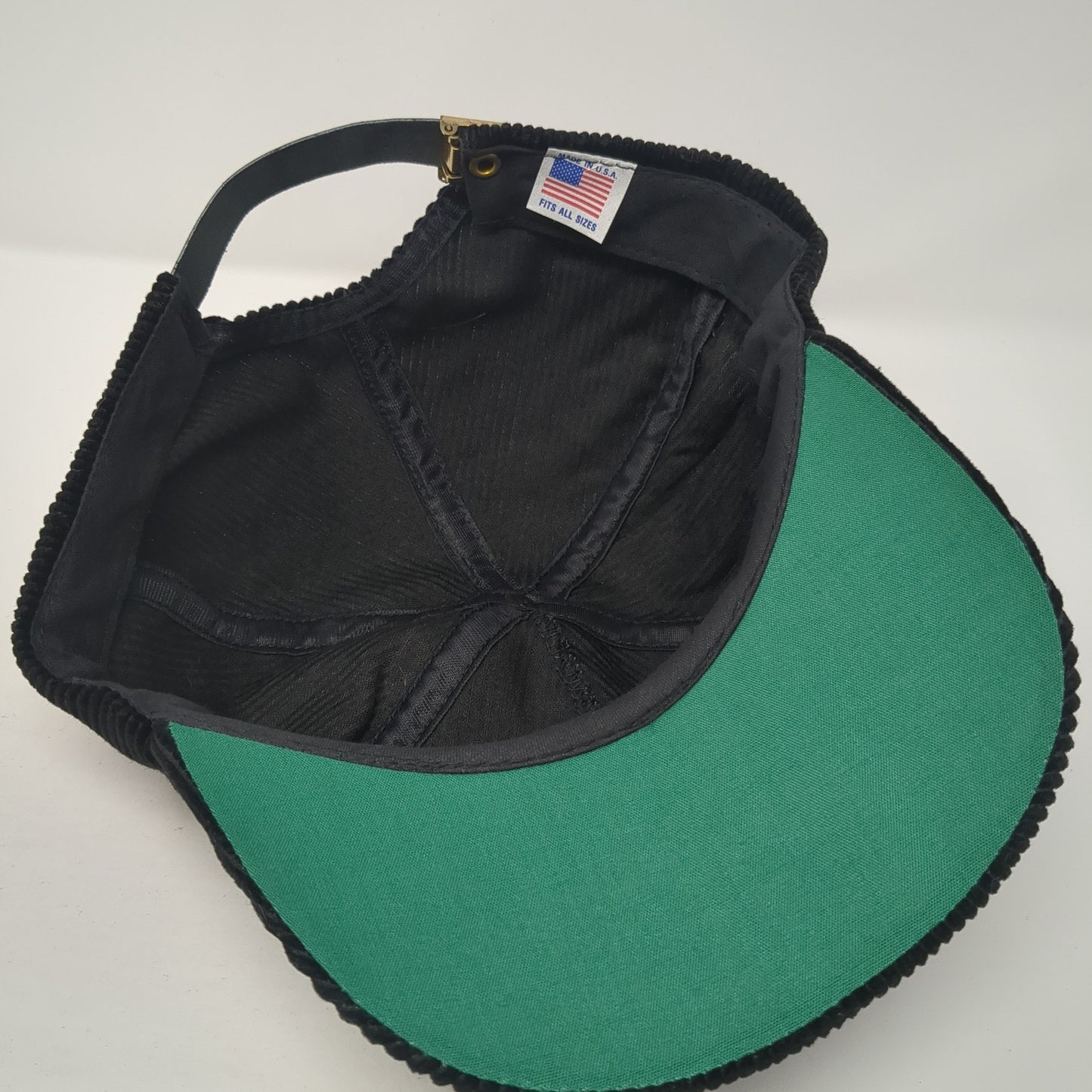 Coors Rodeo Slideback Hat Black One Size Solid Leather Strap Corduroy