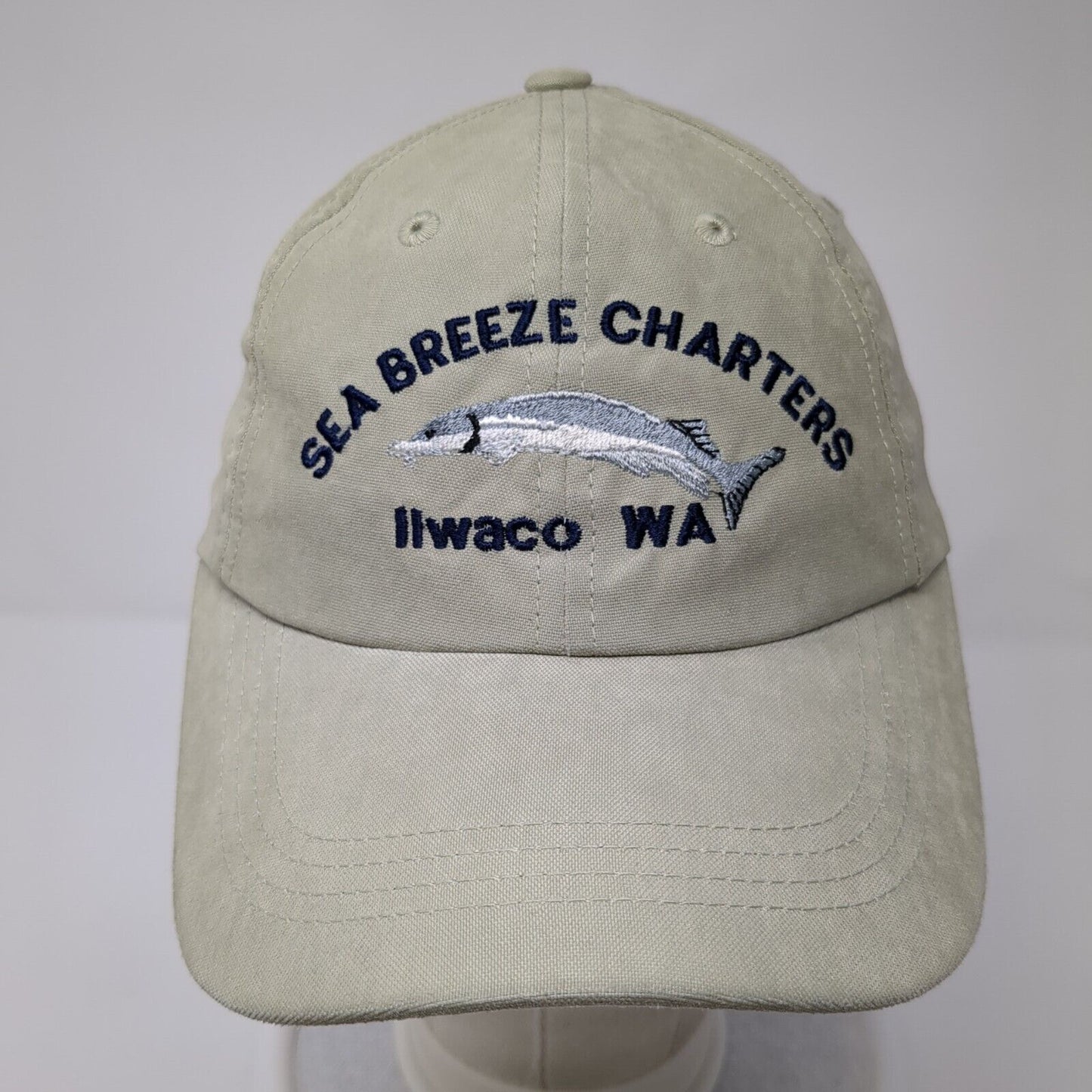 Sea Breeze Charters Ilwaco WA Slideback Hat Green One Size 6 Panel