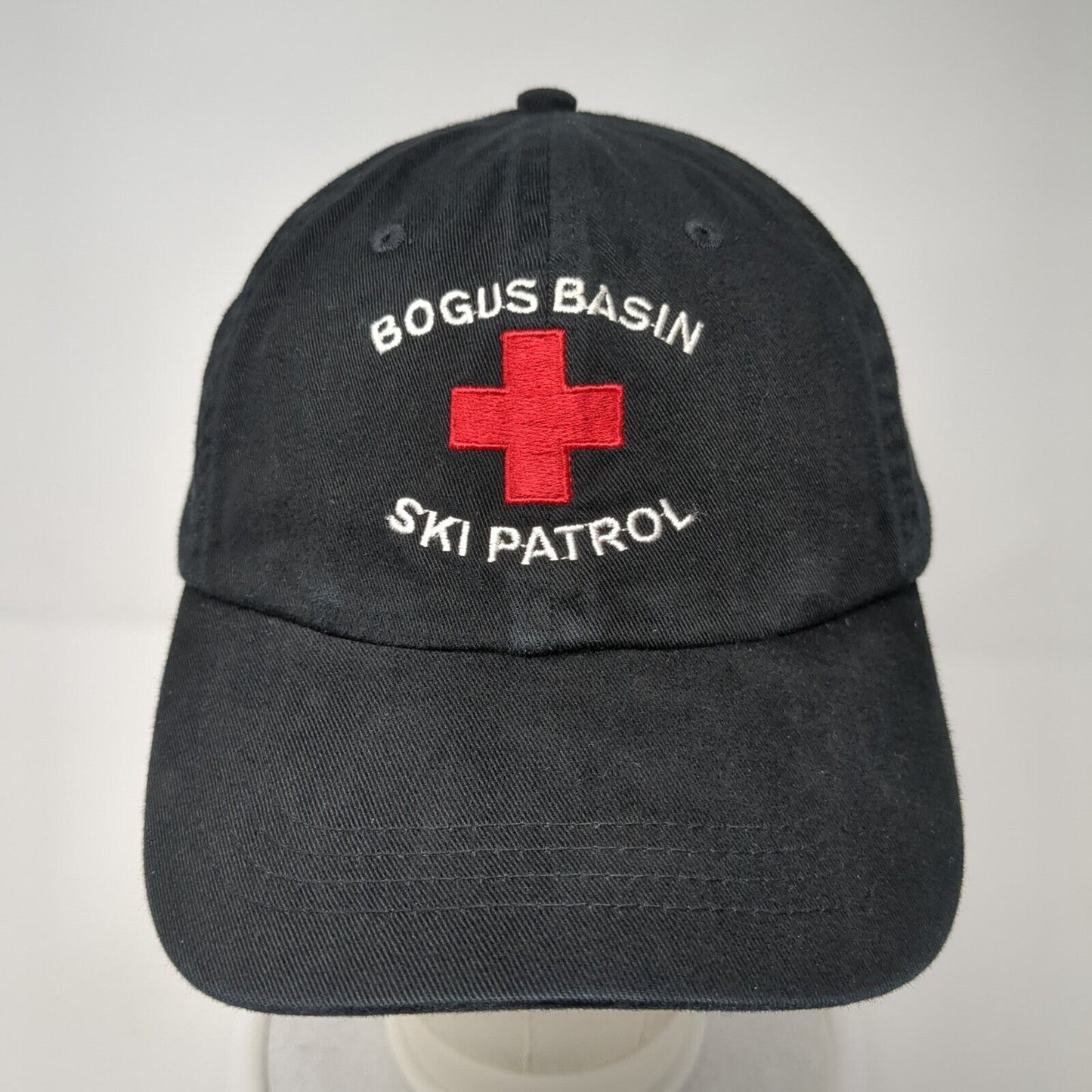Bogus Basin Ski Patrol Slideback Hat Black OS Adjustable Embroidered Fahrenheit