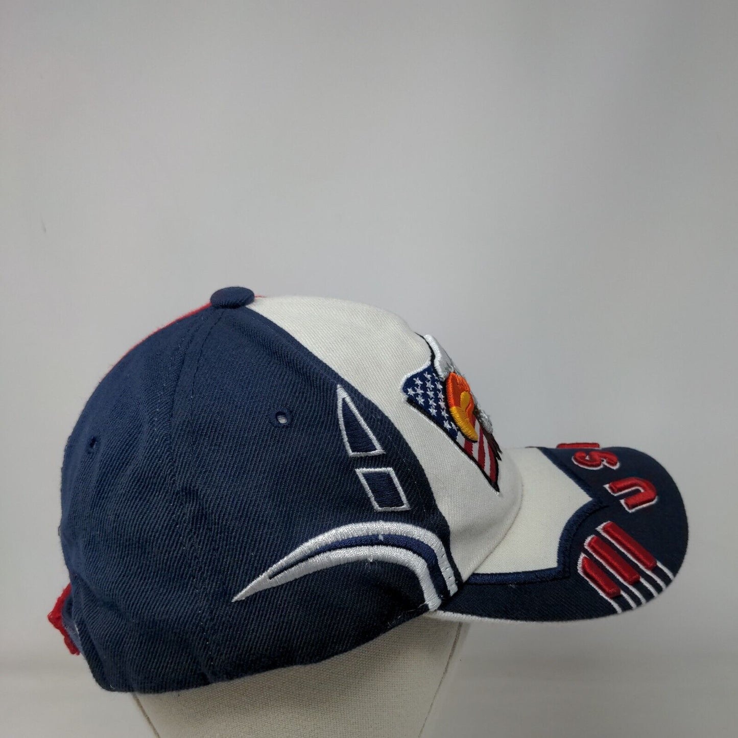 American Flag Eagle Strapback Hat Multi OSFA Embroidered Colorblock