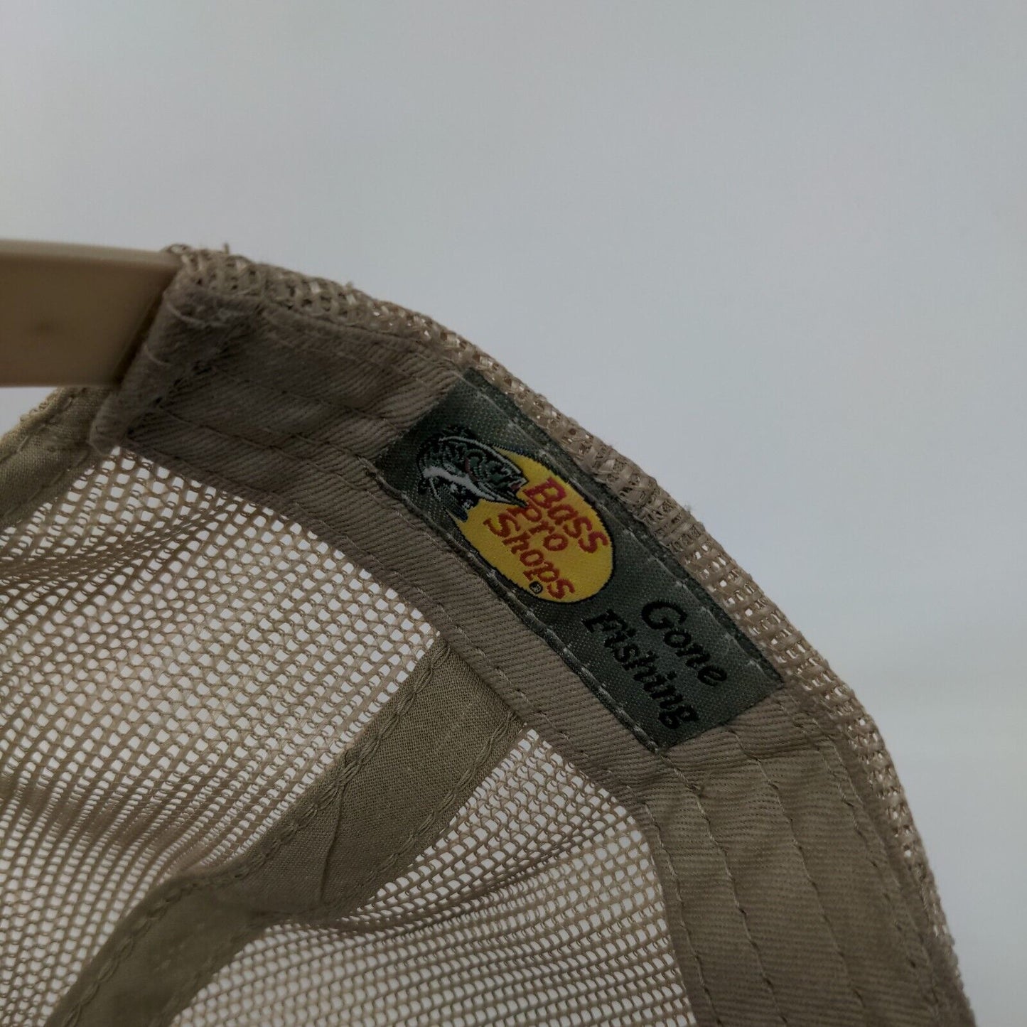 Bass Pro Shops Snapback Mesh Back Trucker Hat Tan OSFM Gone Fishing