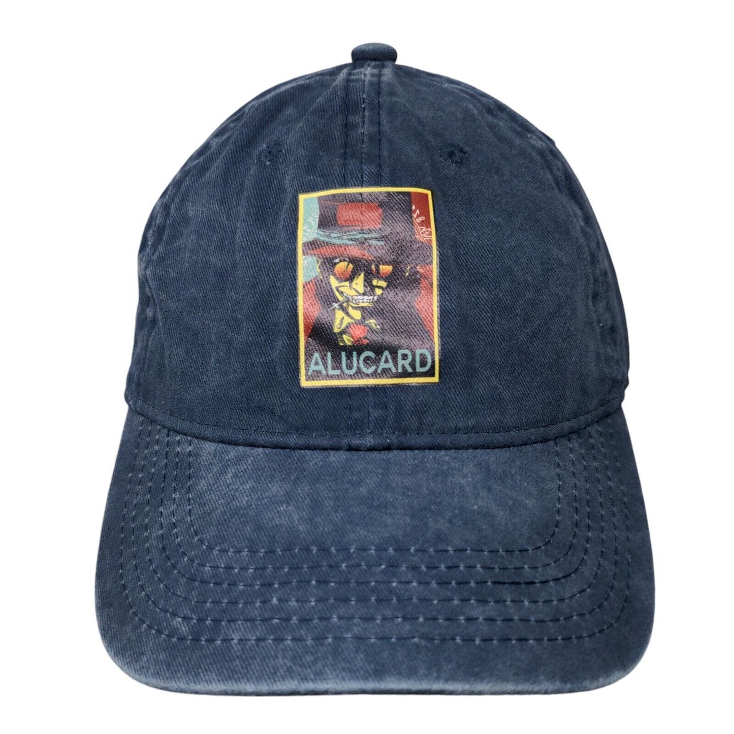 Alucard Slideback Hat Blue One Size Adjustable Solid 6 Panel Vent Holes