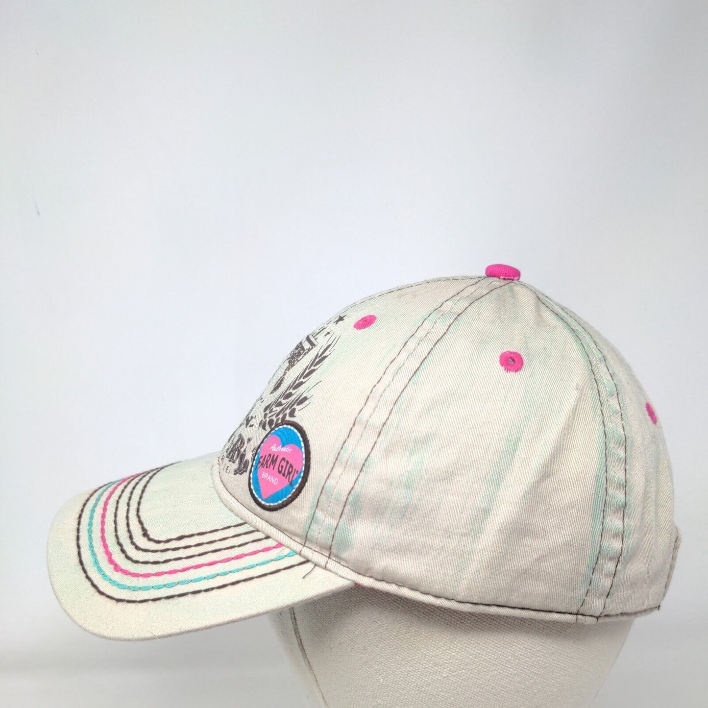 Mechanic Farm Girl Trained & Certified Strapback Hat Tan One Size Adjustable