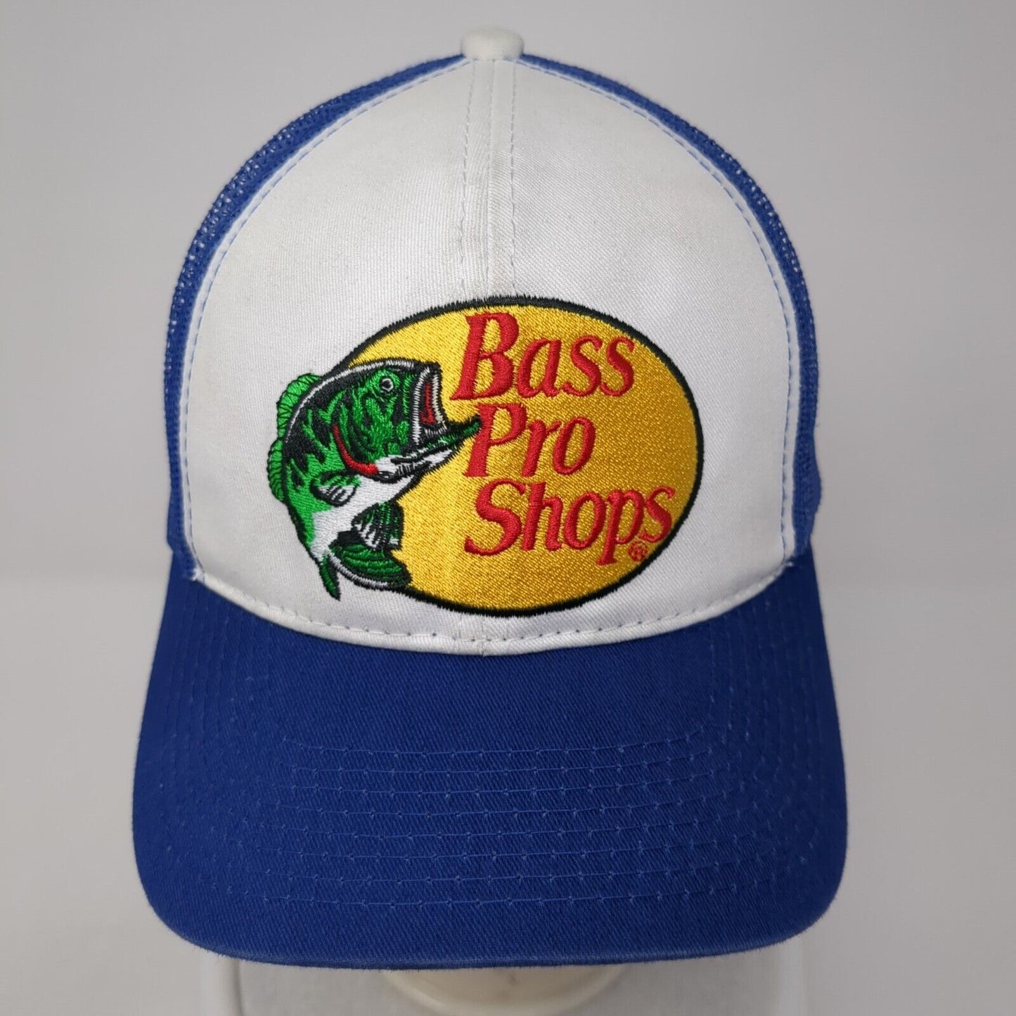 Bass Pro Shops Snapback Trucker Hat Blue OS Adjustable Mesh Back Gone Fishing