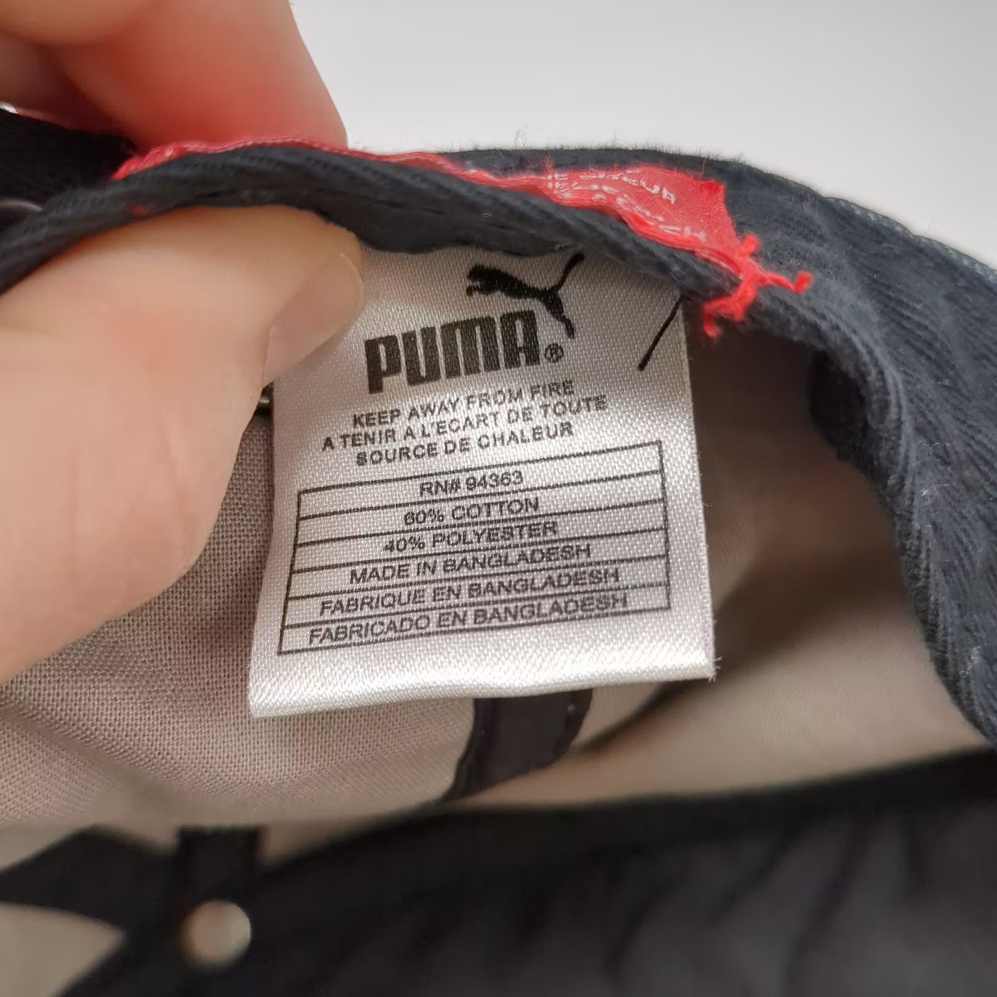Puma Ferrari Black Gray Baseball Cap Hat OS Adjustable Shield Logo Red Brim