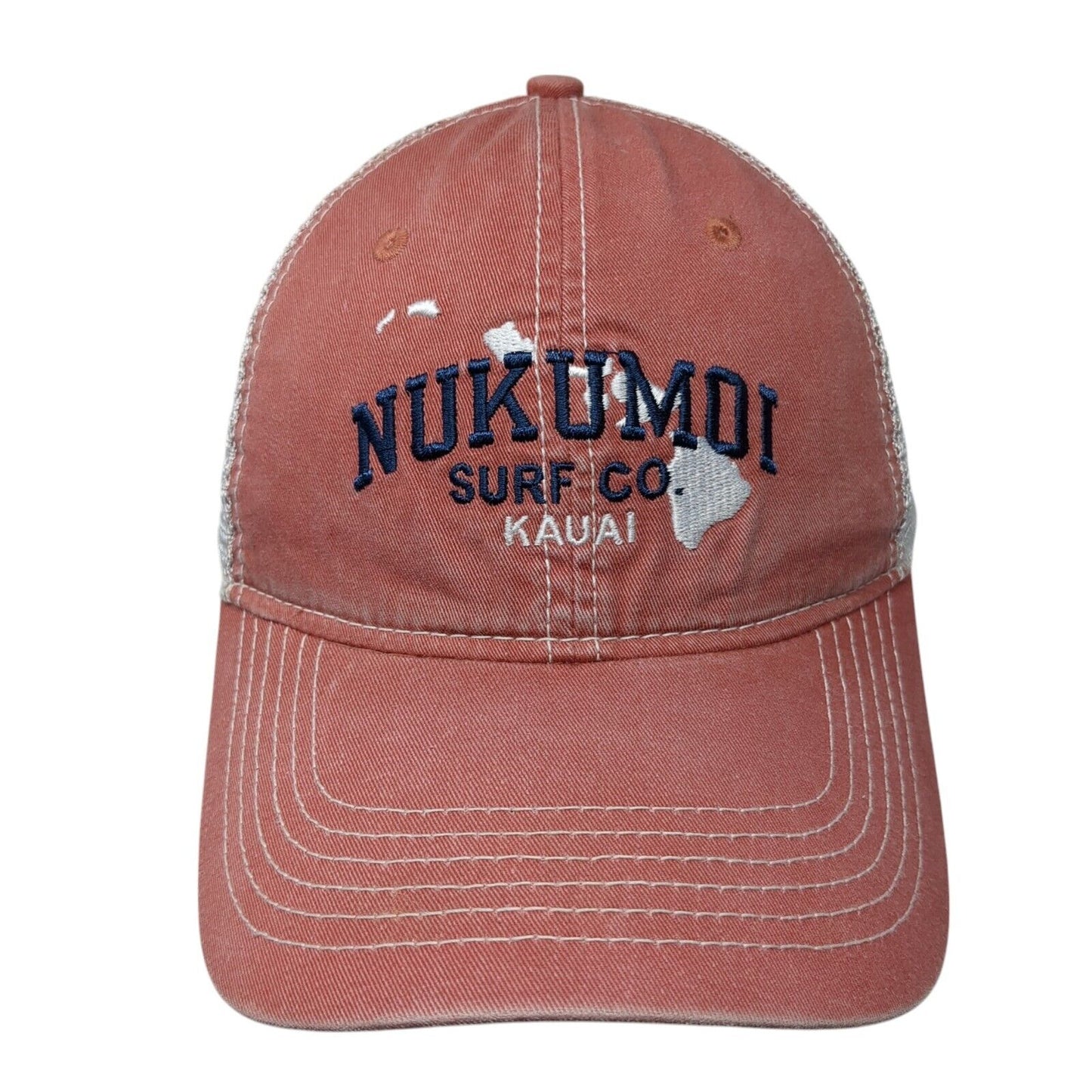 Nukumoi Surf Co. Kauia Strapback Trucker Hat Red OS Adjustable Extreme Fit Ahead