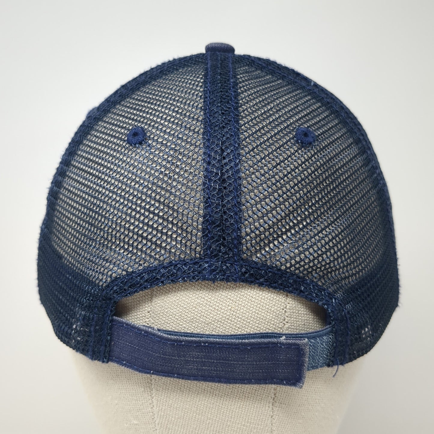 Bass' River Resort Trucker Hat Blue One Size Adjustable Distressed Mesh Back
