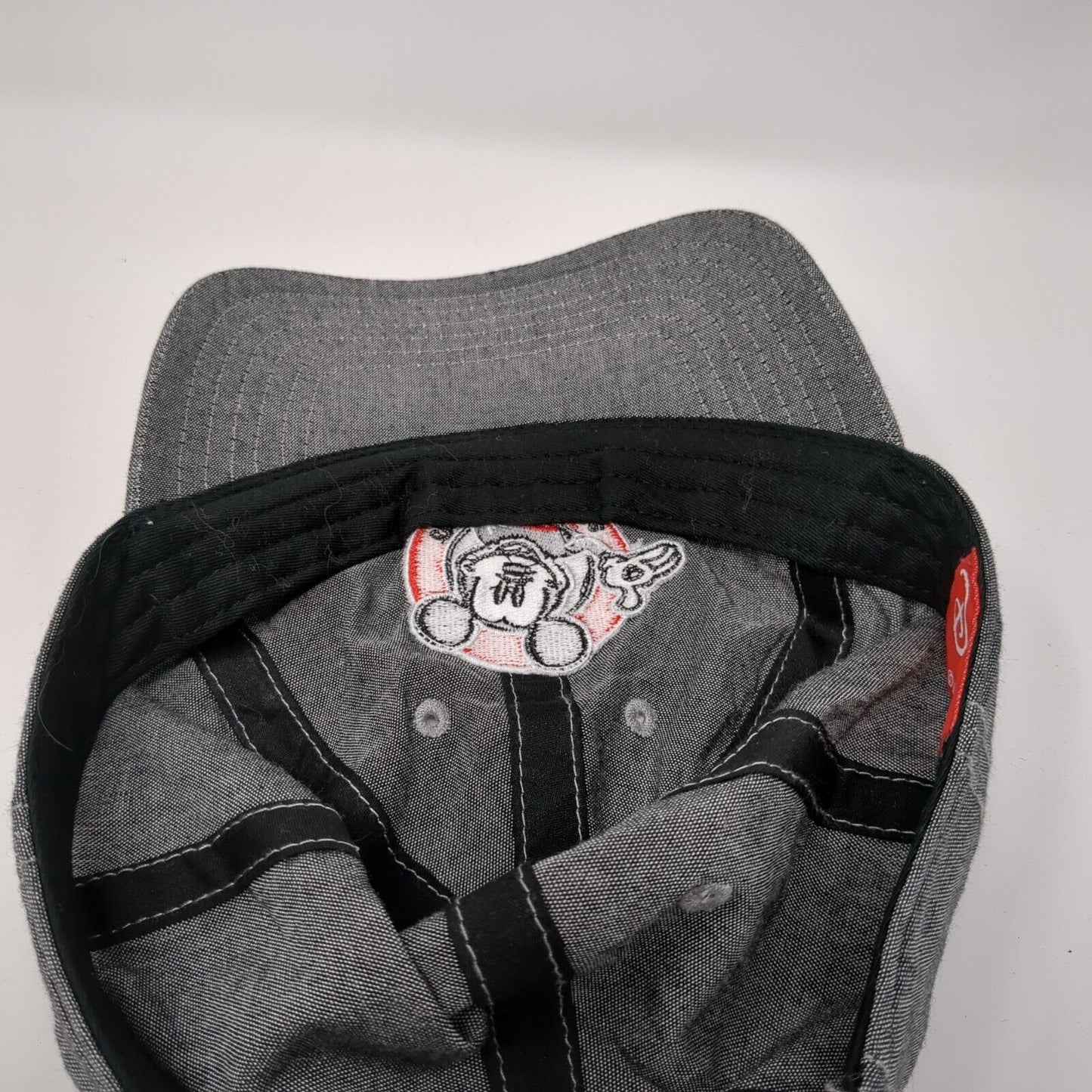 Mickey Mouse Slideback Hat Gray One Size Adjustable Disney 6 Panel