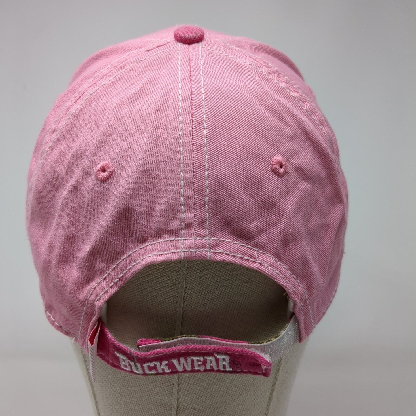 American Flag Strapback Hat Pink OS Adjustable Embroidered Patriotic Buck Wear