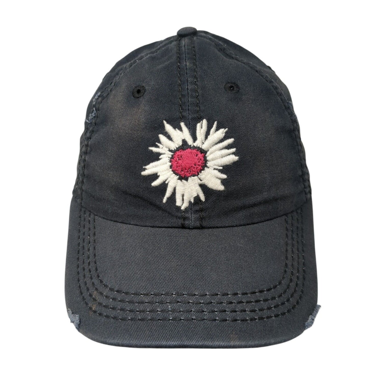Daisy Flower Slideback Hat Blue One Size Adjustable Embroidered 6 Panel