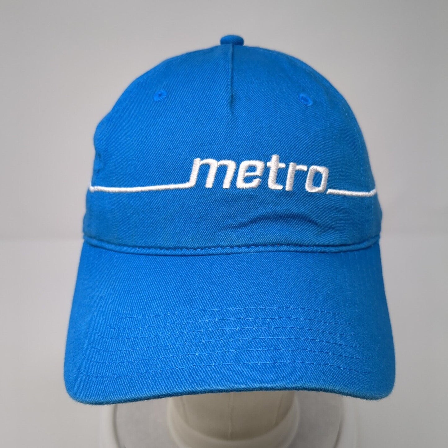Metro Slideback Hat Blue One Size Adjustable Embroidered Vent Holes