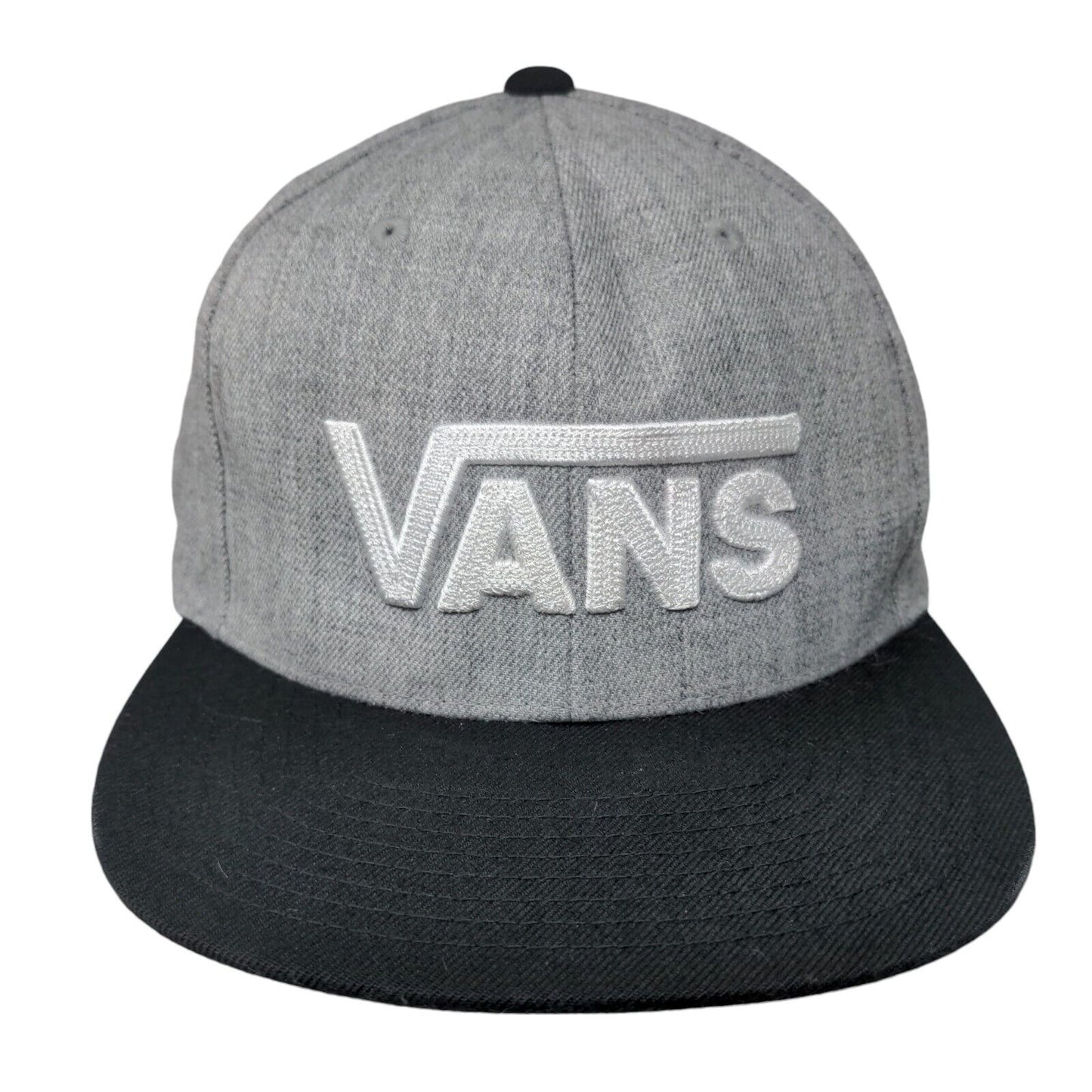 VANS Snapback Hat Gray OSFA Adjustable Embroidered Vented Holes 6 Panel