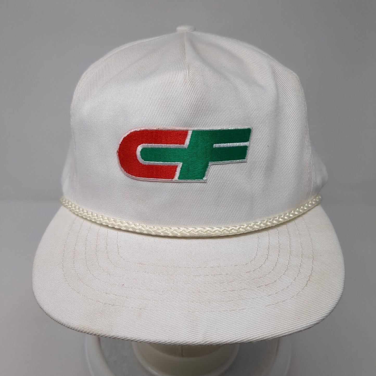 CF Slideback Hat White One Size Adjustable Embroidered Rope 6 Panel Otto
