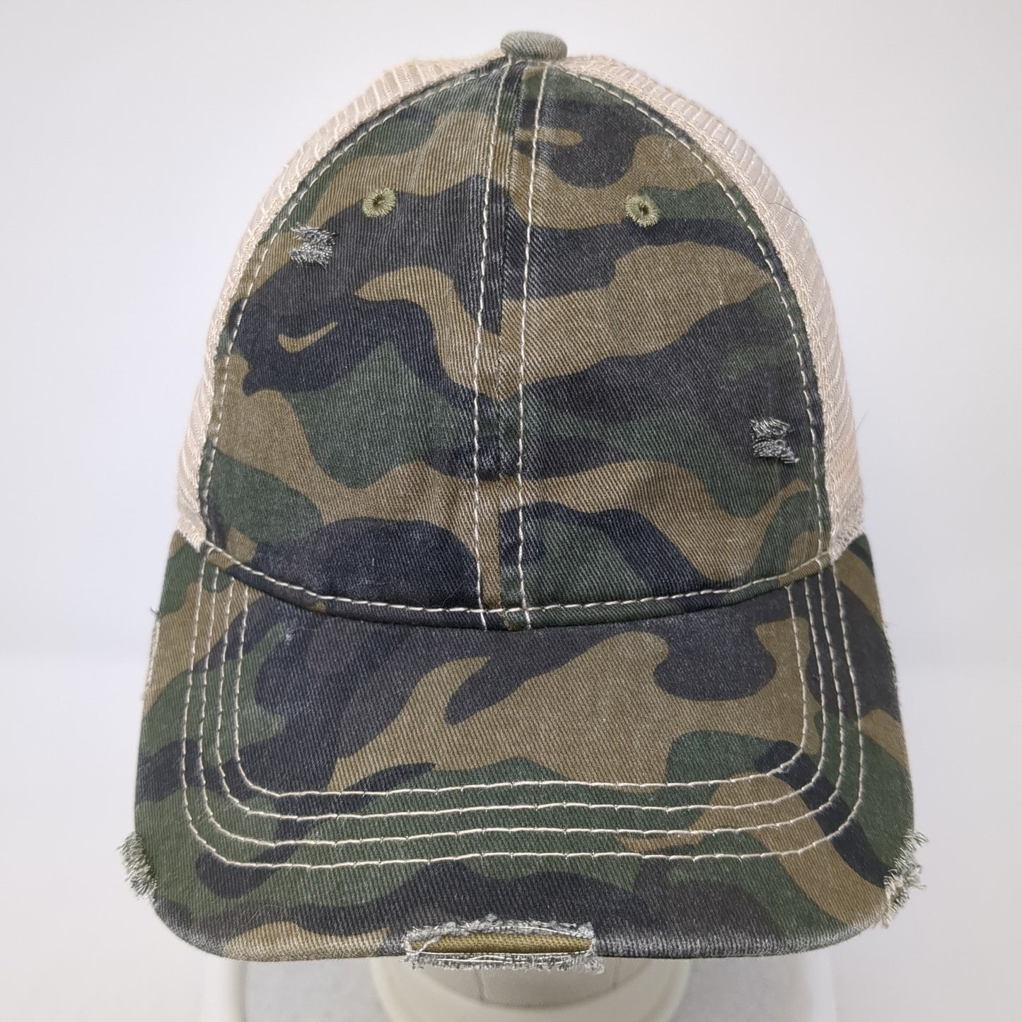 C.C Exclusives Strapback Trucker Hat Multi Camo One Size Ponytail
