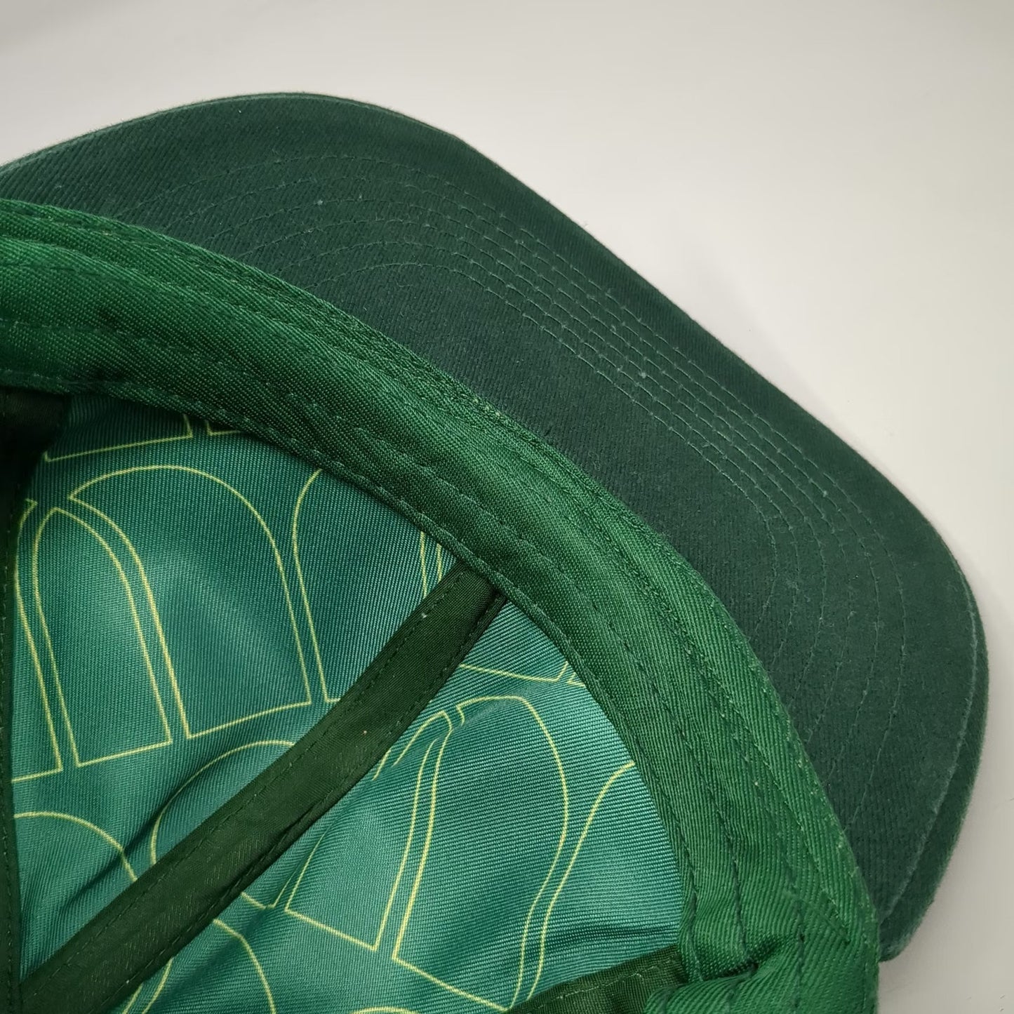 The Botanist Snapback Green One Size Yellow Embroidered Logo Hat Pattern Lining