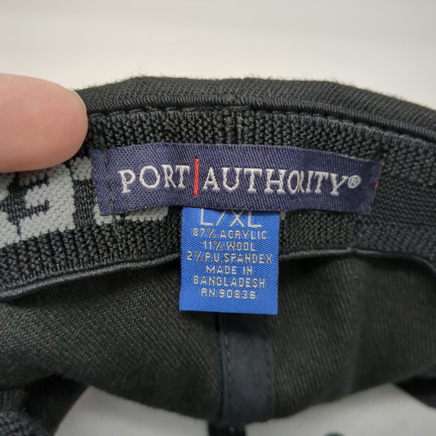 Port Authority Baseball Cap Black XL Liberty Logo Flexfit Wool Blend Hat
