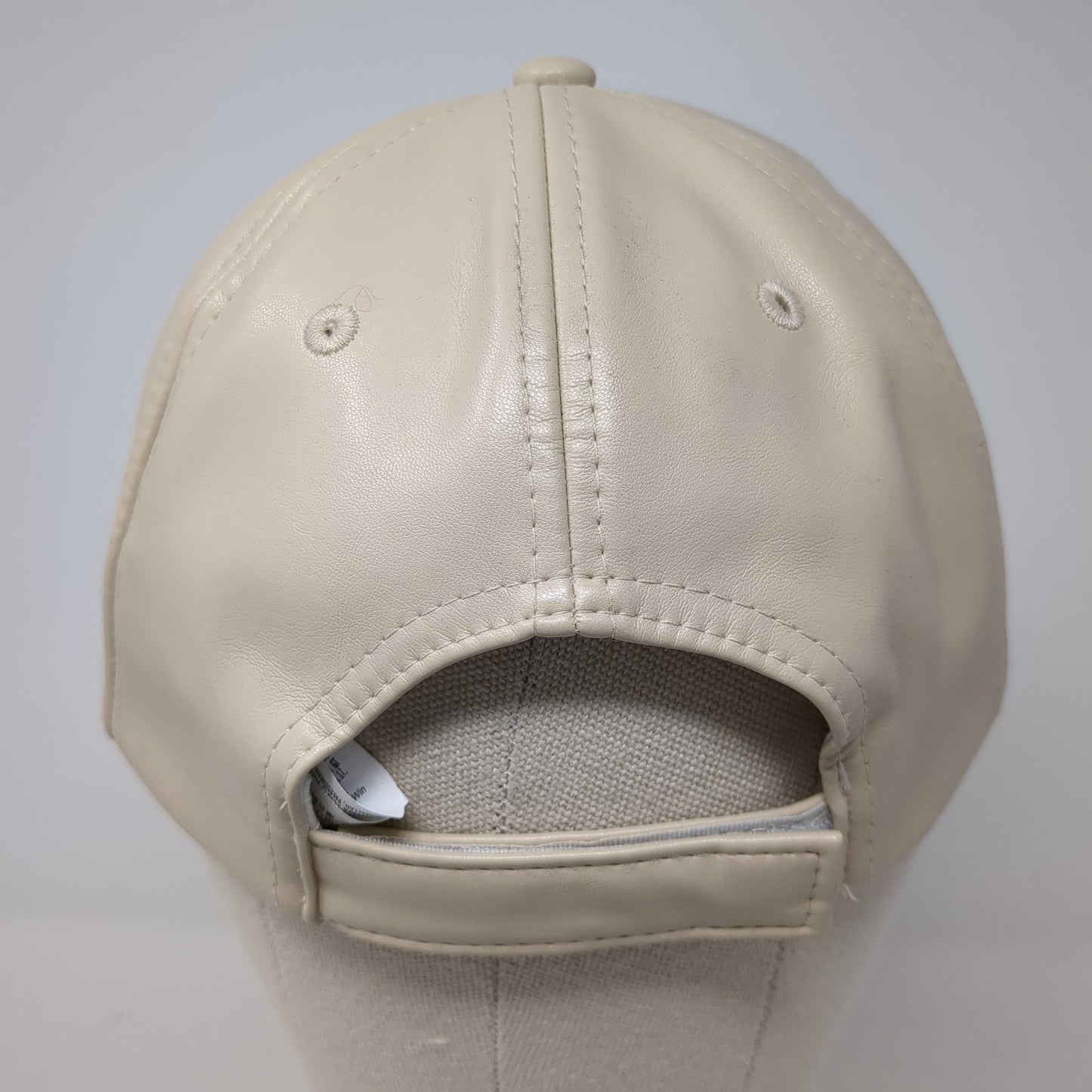 Unbranded Strapback Baseball Cap Beige One Size Adjustable Faux Leather Blank