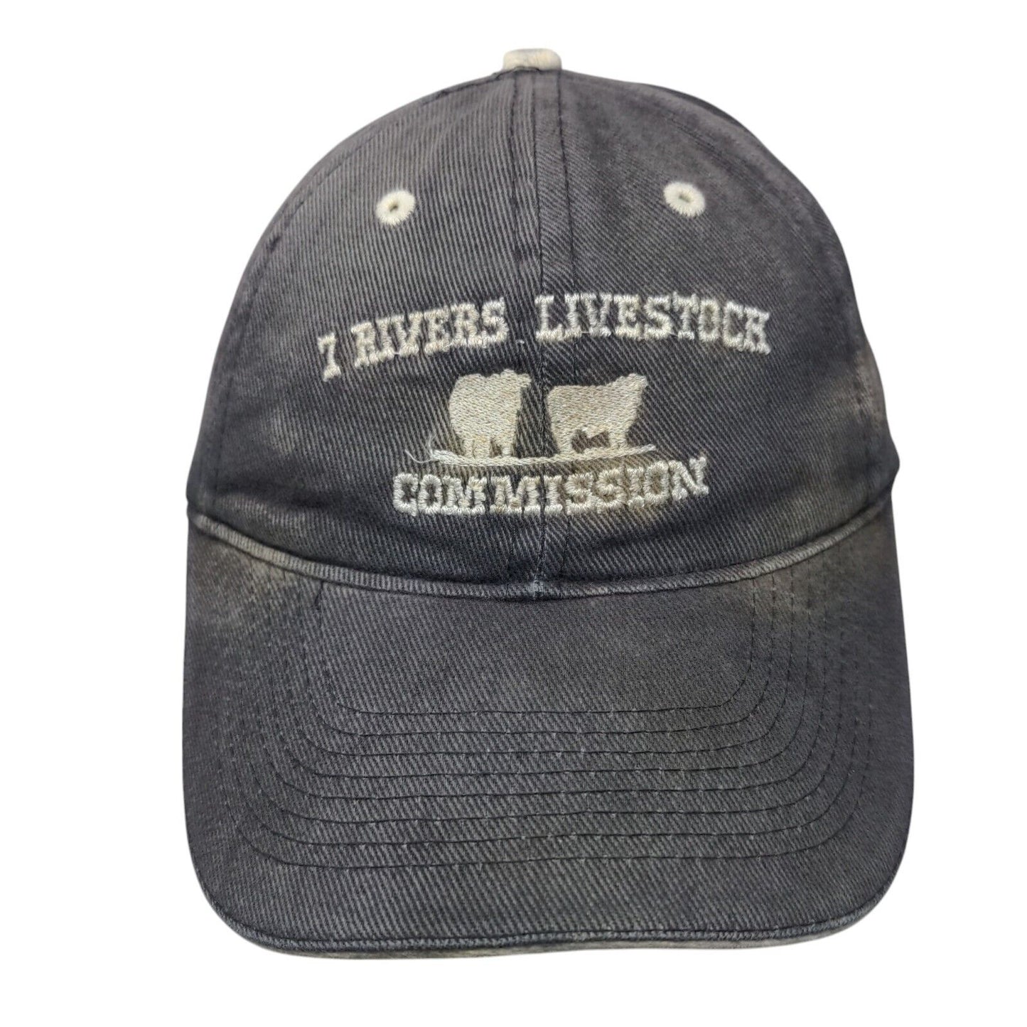 7 Rivers Livestock Commission Strapback Hat Blue OSFM Embroidered Otto