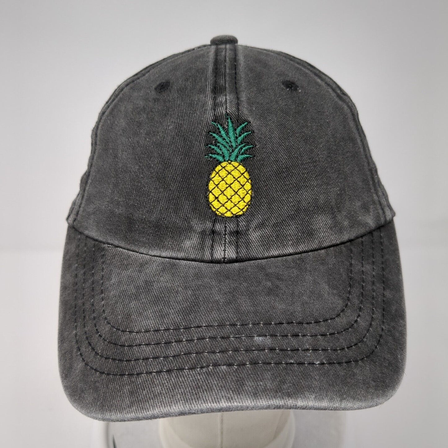 Pineapple Slideback Hat Gray One Size Solid Embroidered Adjustable