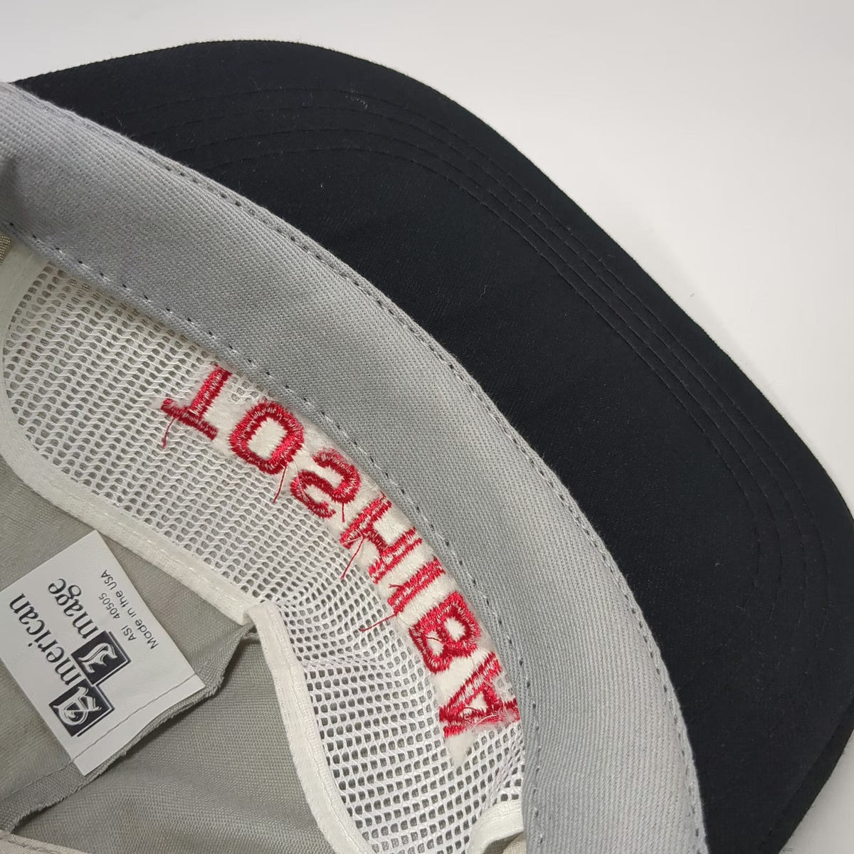 American Image 5 Panel Gray Hat Toshiba Houston Texas Red Snapback Vintage