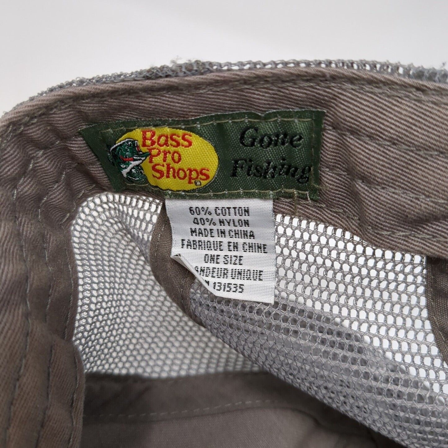 Bass Pro Shops Slideback Hat Gray OS Adjustable Mesh Back Distressed Gone Fishin