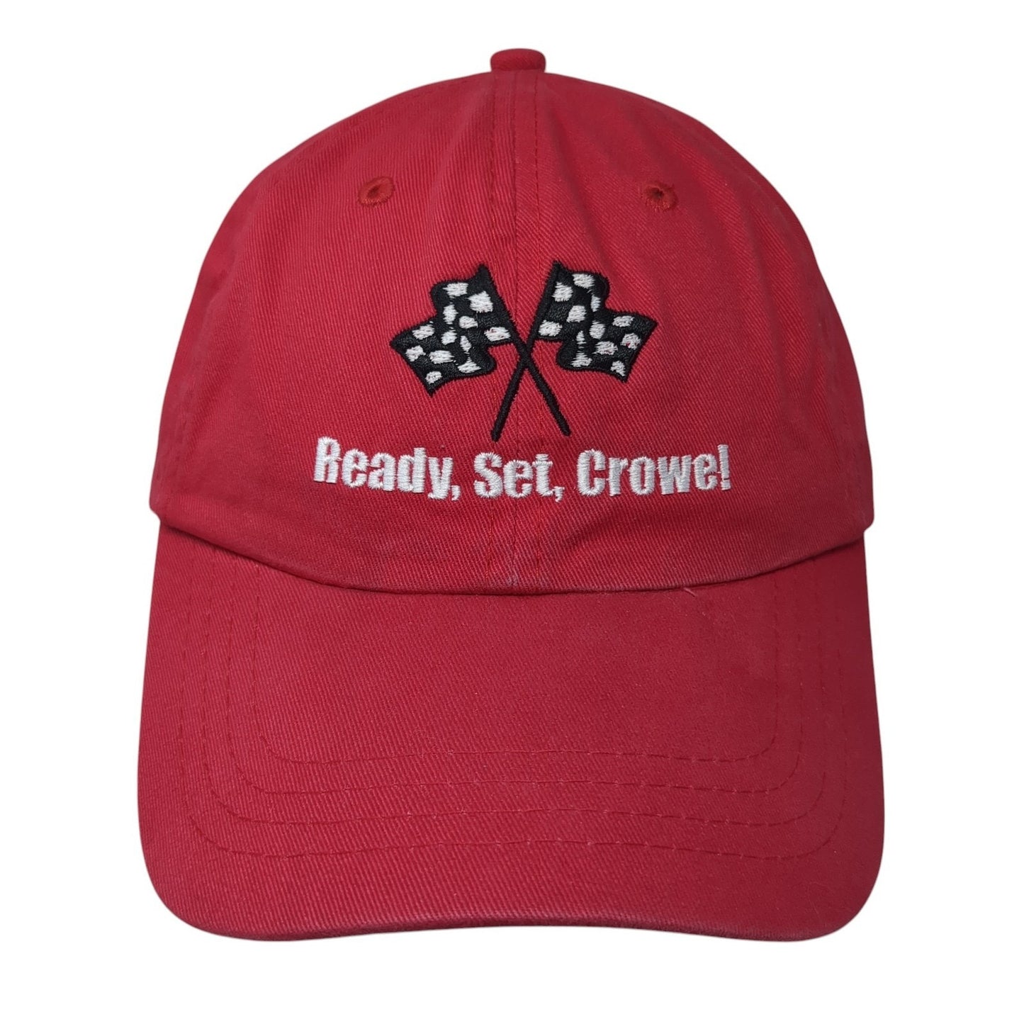 Ready Set Crowel Slideback Baseball Cap Red One Size Adjustable Embroidered