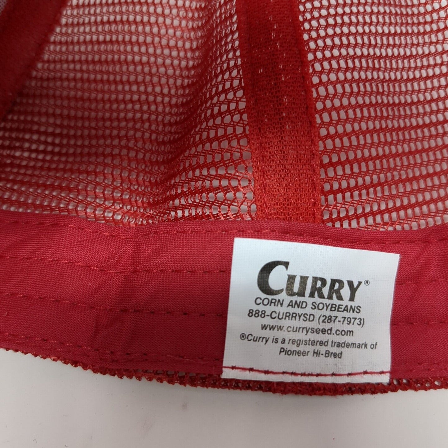 Curry Strapback Trucker Hat Red OSFA Adjustable Embroidered Mesh Back K-Products