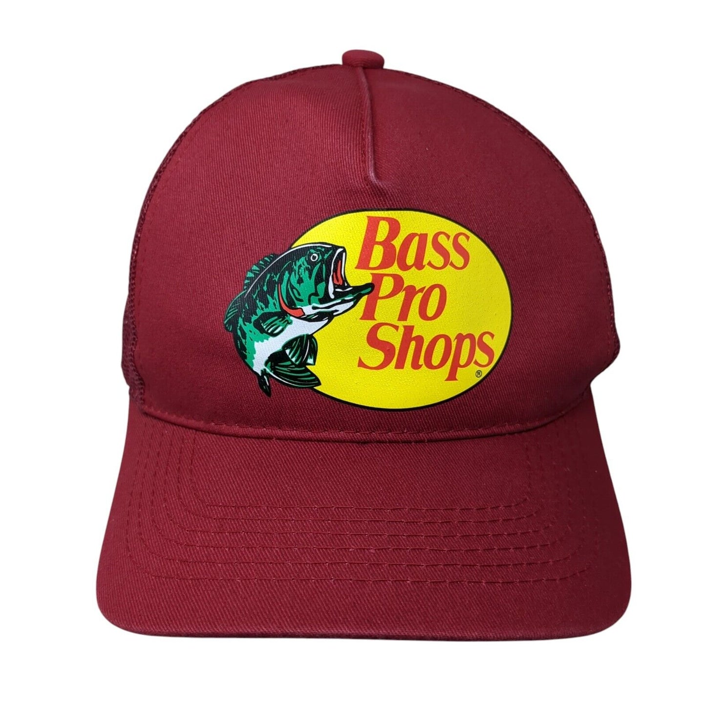 Bass Pro Shops Gone Fishing Snapback Trucker Hat Red OSFM Mesh Back