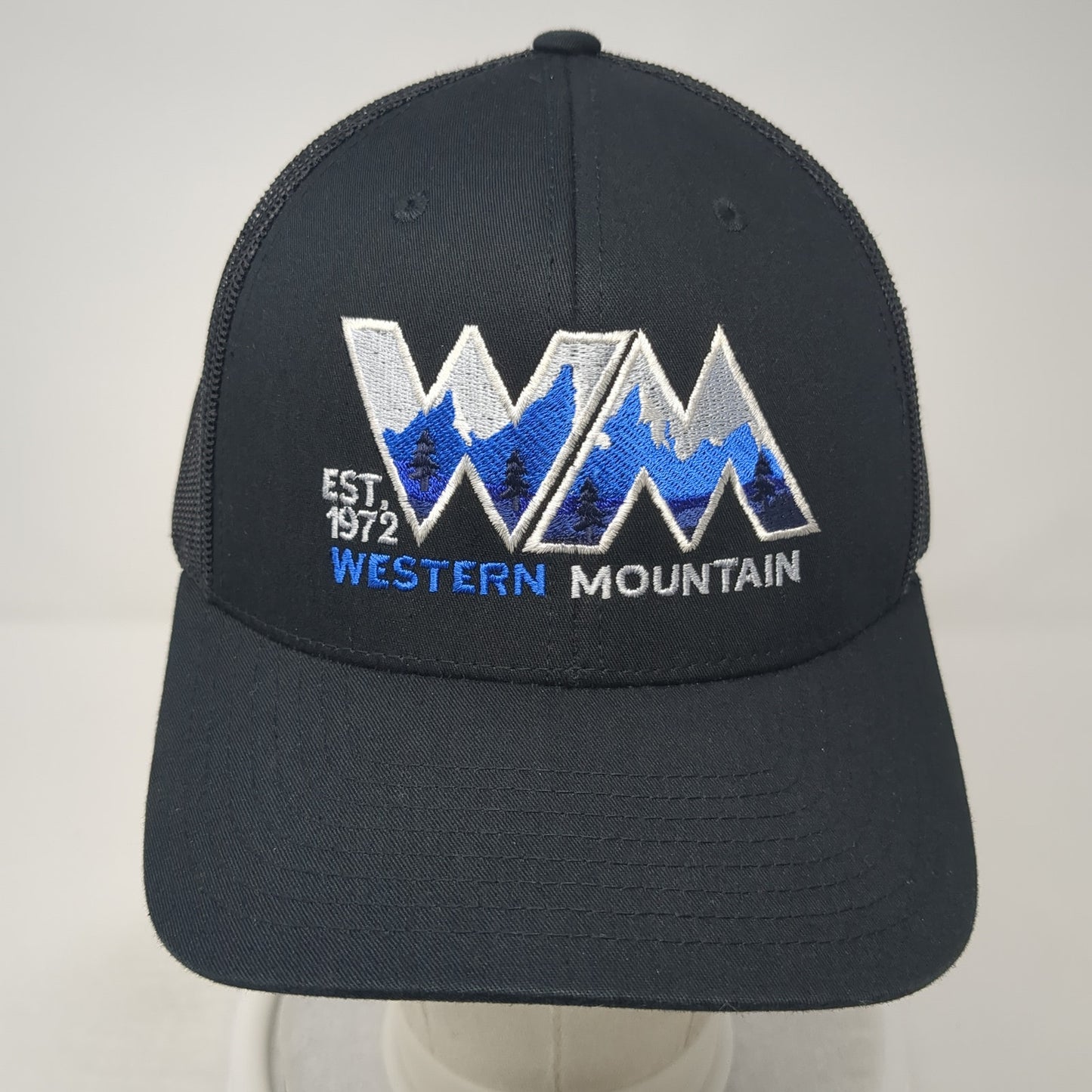 WM Western Mountain Est 1972 Snapback Trucker Hat Black OS Mesh Back Yupoong