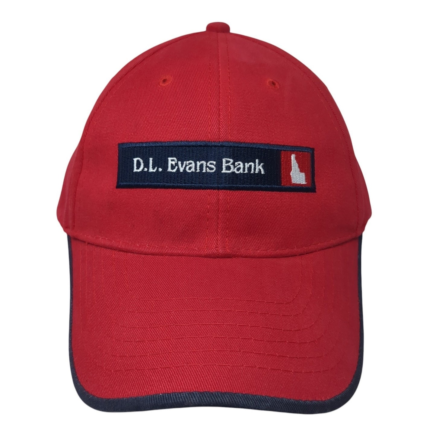 D.L. Evans Bank Idaho Strapback Hat Red One Size Adjustable Embroidered