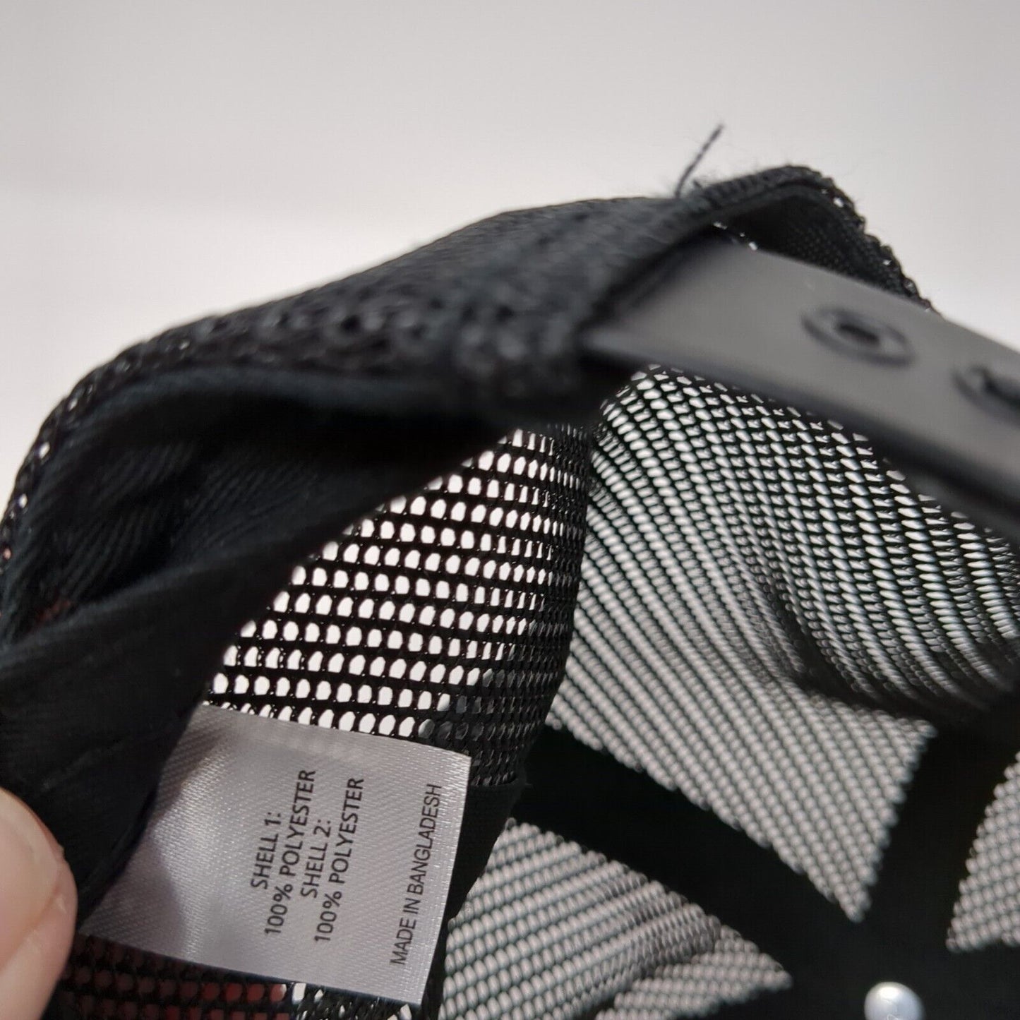 Joy Striped Patch Snapback Trucker Hat Black One Size Solid Mesh Back