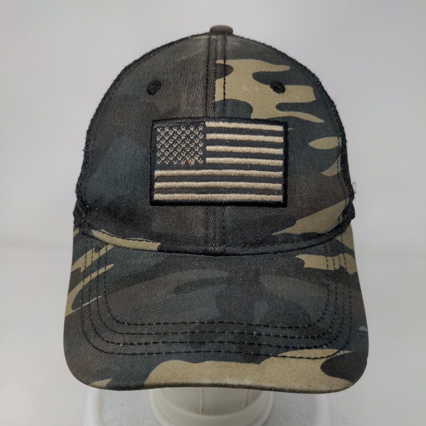 American Flag Snapback Trucker Hat Camouflage OS Mesh Back Patriotic H3 Headwear