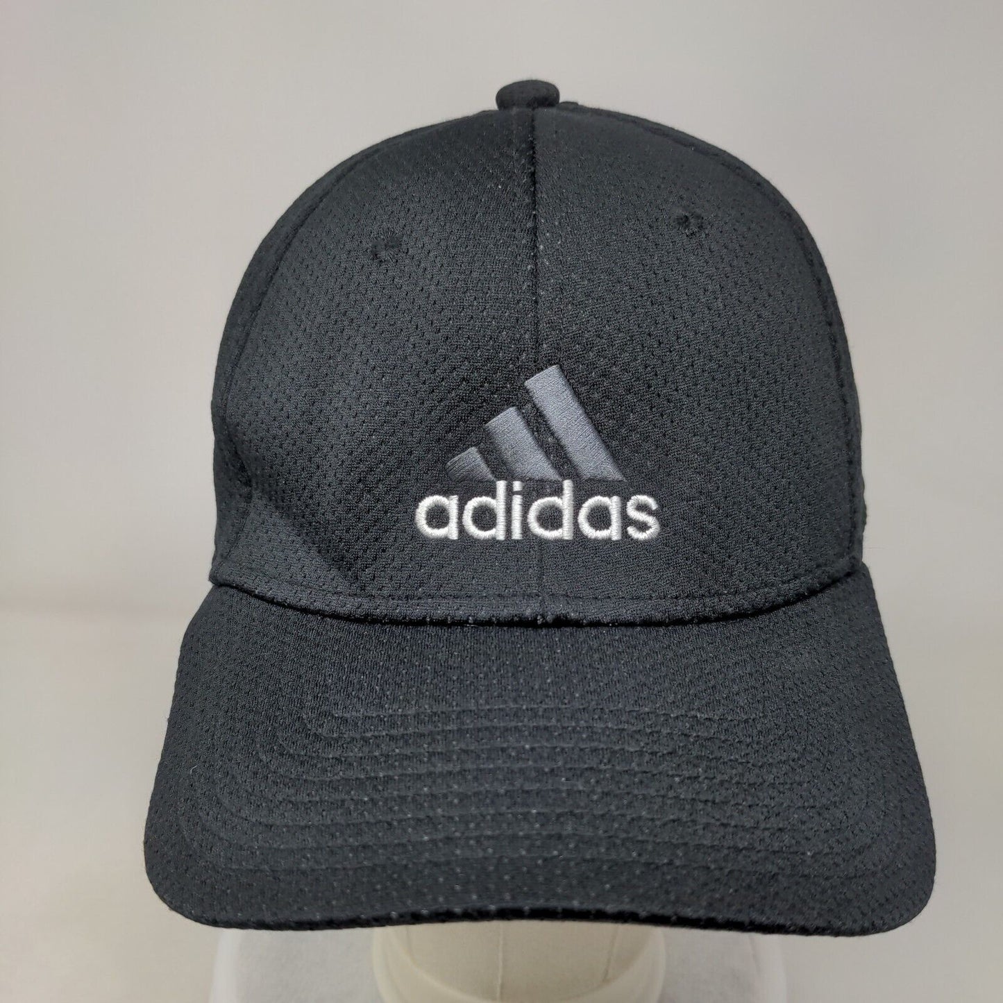 Adidas 3 Stripes Fitted Hat Black Large/XL Embroidered Logo 6 Panel