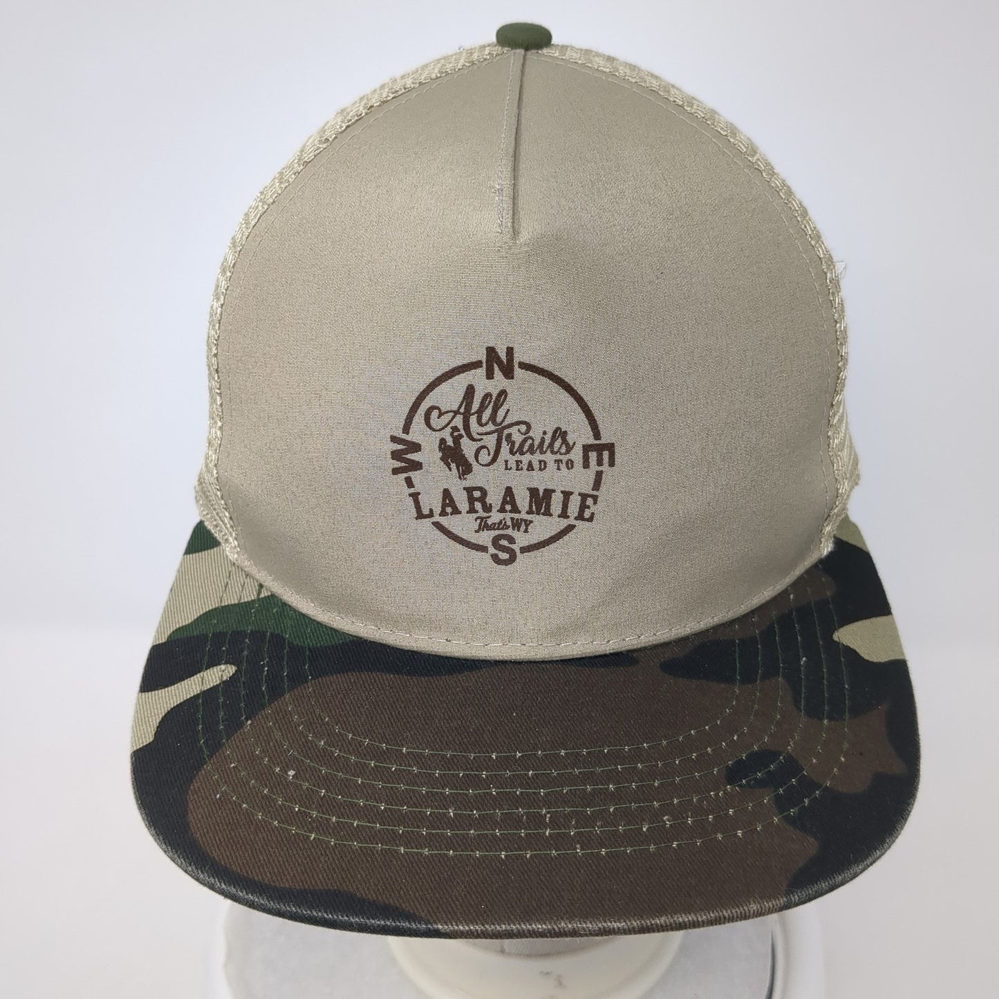All Traits Lead To Laramie Snapback Trucker Hat Multi One Size Mesh Back