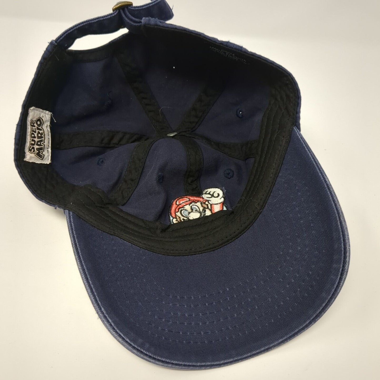 Super Mario Slideback Hat Blue One Size Solid Embroidered Nintendo