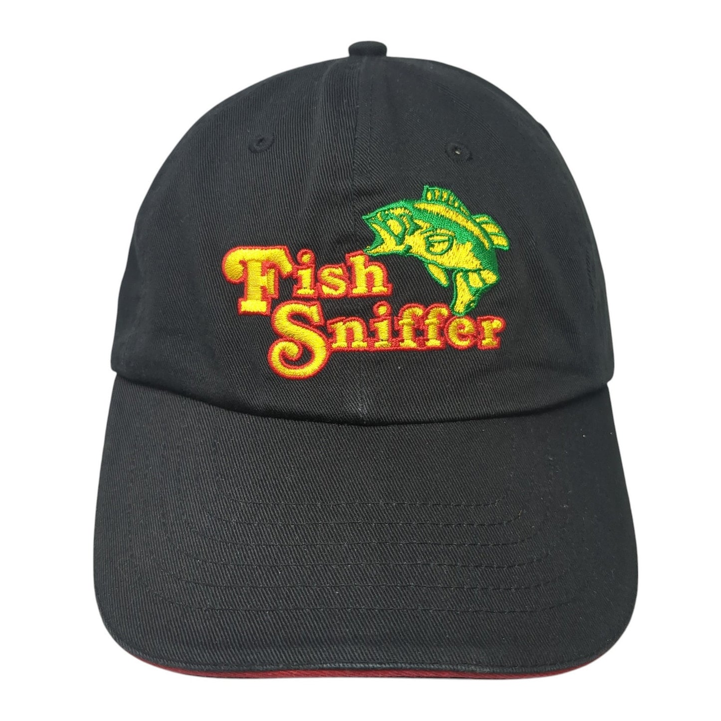 Fish Sniffer Slideback Hat Black One Size Adjustable Embroidered Outdoor
