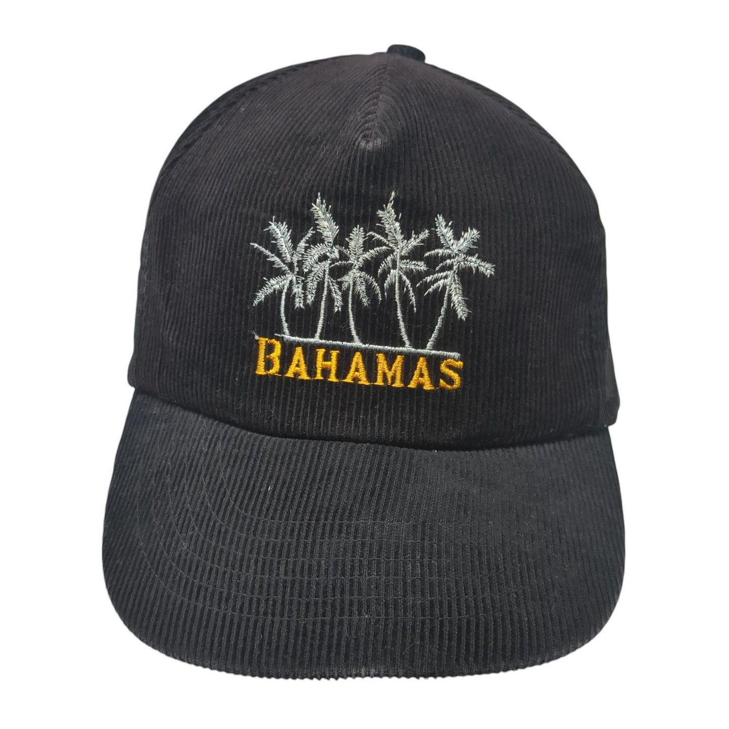 Bahamas Snapback Hat Black One Size Corduroy Embroidered Palm Trees
