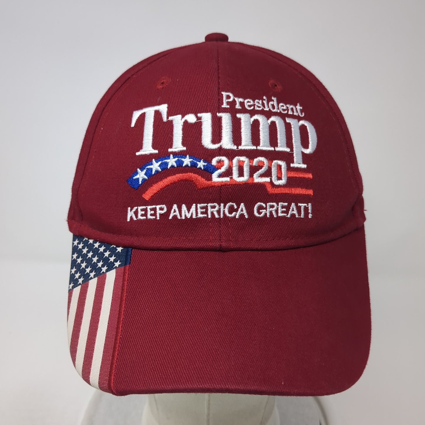 President Trump 2020 Keep America Great! Strapback Hat Red One Size Flag