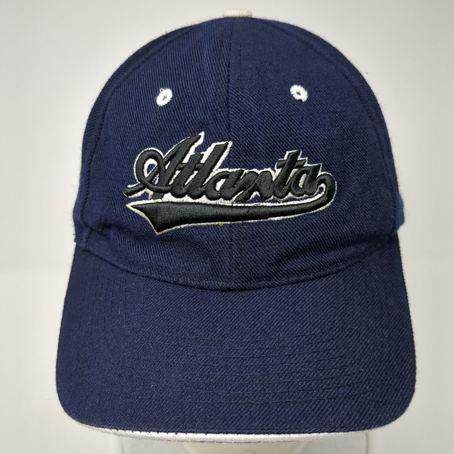 Atlanta Strapback Hat Blue One Size Adjustable Embroidered Vented Holes 6 Panel